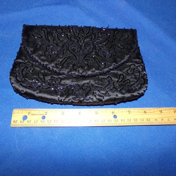 Vintage Beaded Evening Bag Clutch Purse - Black - Picture 6 of 7